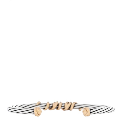 David Yurman Sterling Silver 18K Yellow Gold Diamond 4mm Helena Station Bracelet 1 of 3