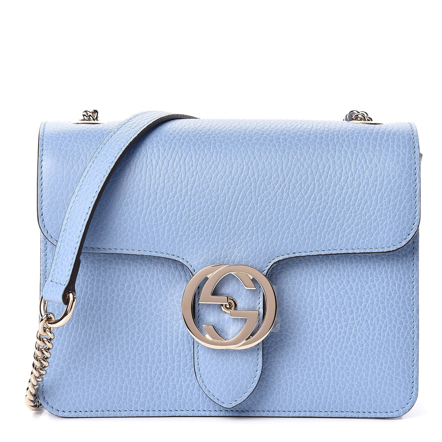Gucci Dollar Calfskin Small Interlocking G Shoulder Bag Mineral Blue 1 of 10