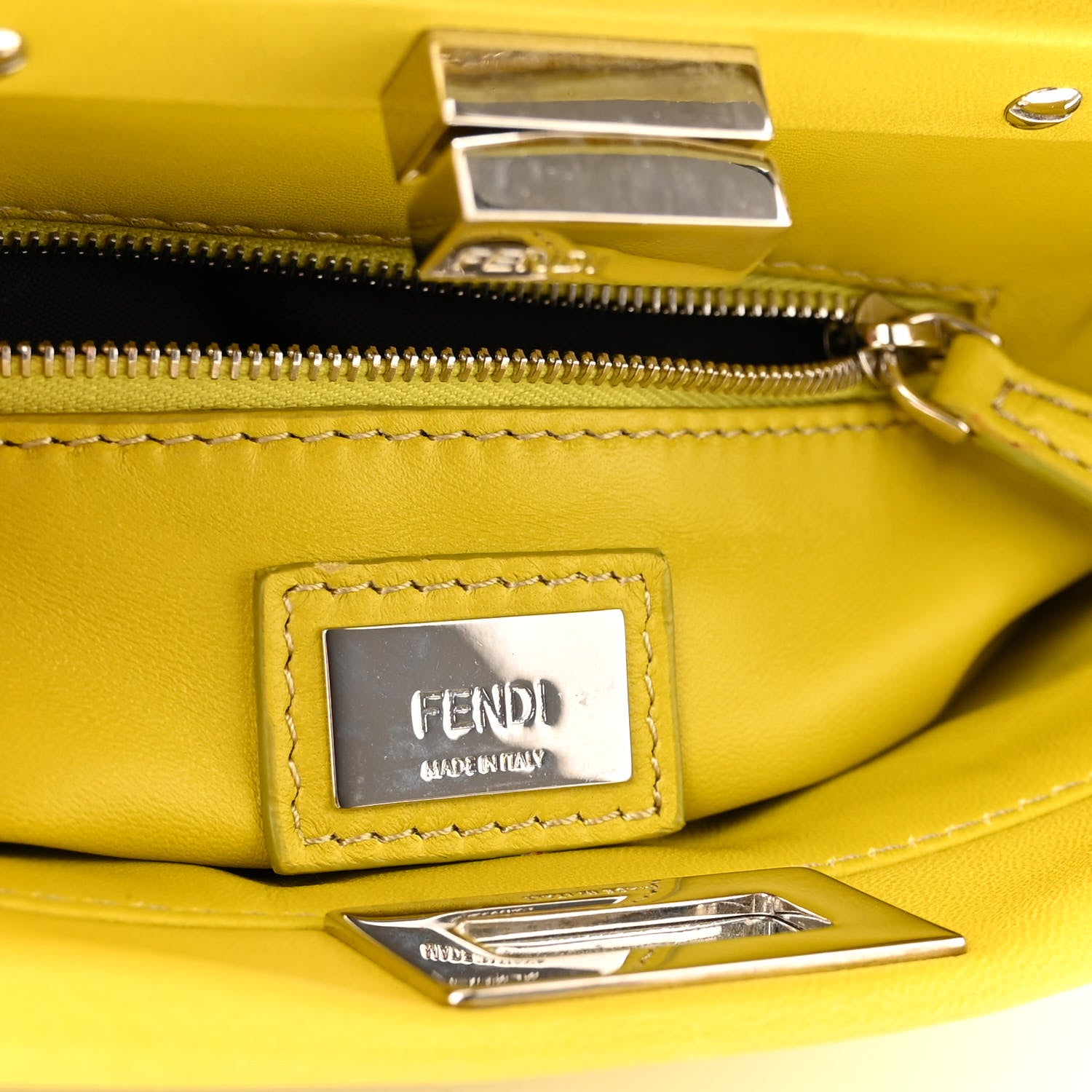 Fendi Nappa Mini Peekaboo Iconic Satchel Lime 7 of 10