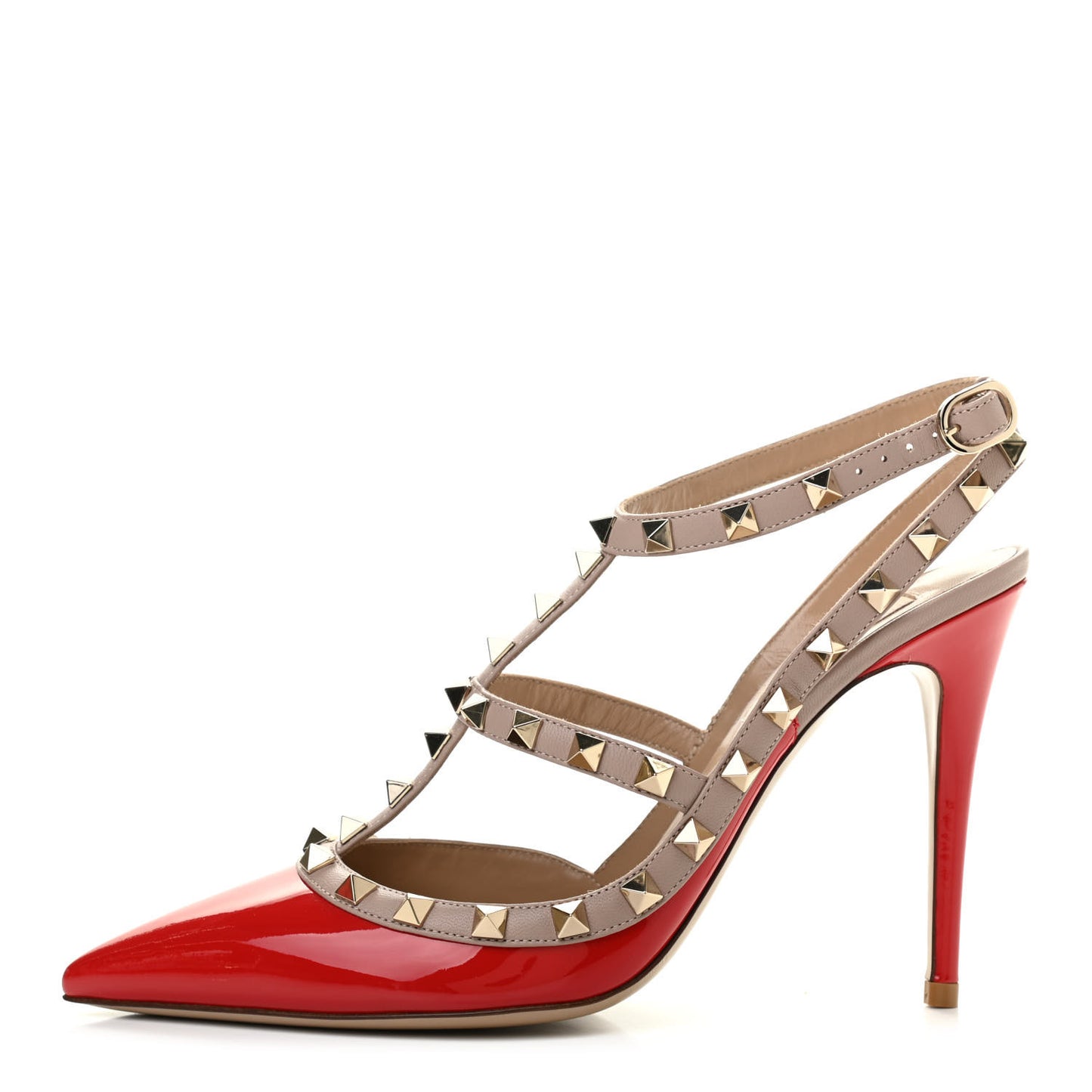 Patent Nappa Rockstud Ankle Strap 100mm Pumps 39 Rouge Pur Poudre