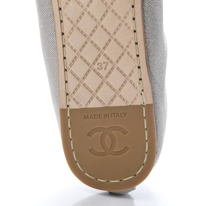 Chanel Metallic Fabric CC Elastic Ballerina Flats 37 Silver 6 of 8