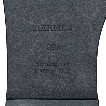 Hermes Box Calfskin Oran Sandals 39.5 Black 6 of 9