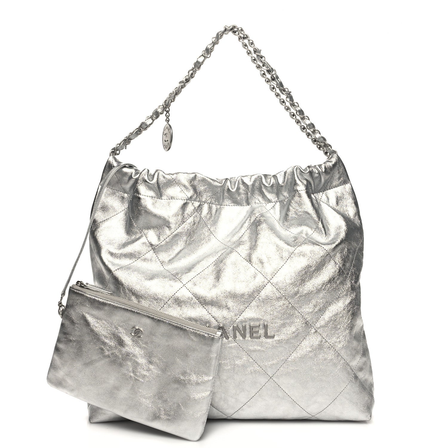Chanel Metallic Calfskin Quilted Chanel 22 Silver 1 of 12