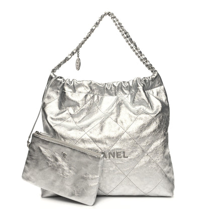 Chanel Metallic Calfskin Quilted Chanel 22 Silver 1 of 12