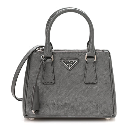 Prada Saffiano Micro Galleria Double Zip Tote Marmo 1 of 10