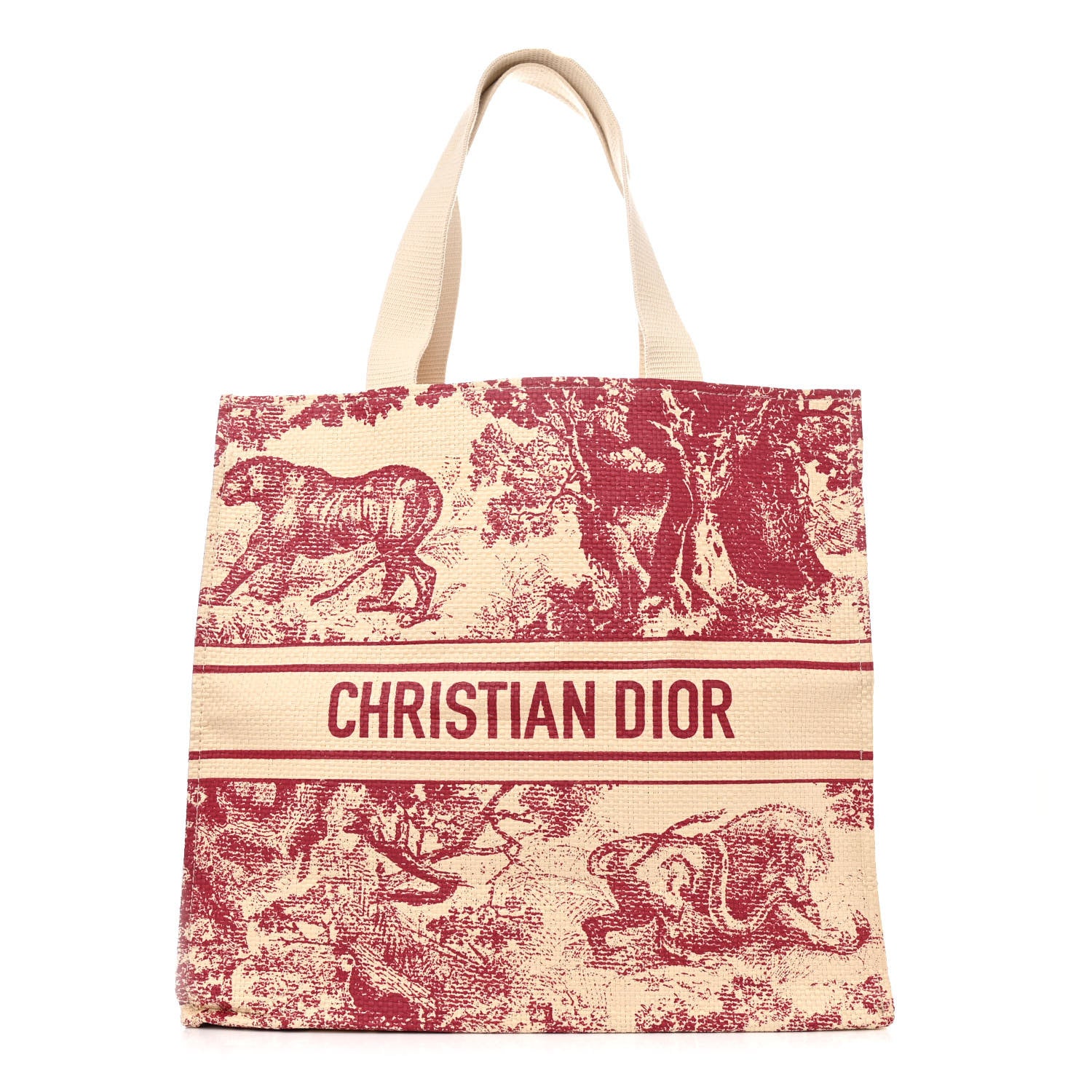 Christian Dior Straw Dioriviera Tote Red 1 of 9