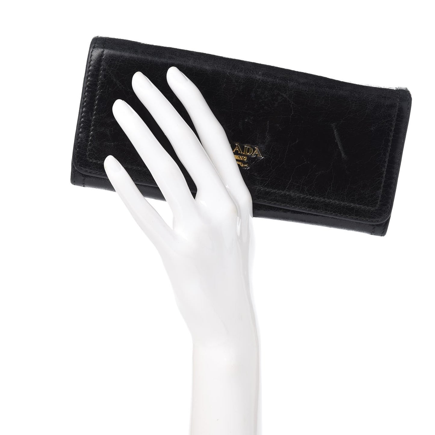 Vitello Shine Zip Flap Wallet Black