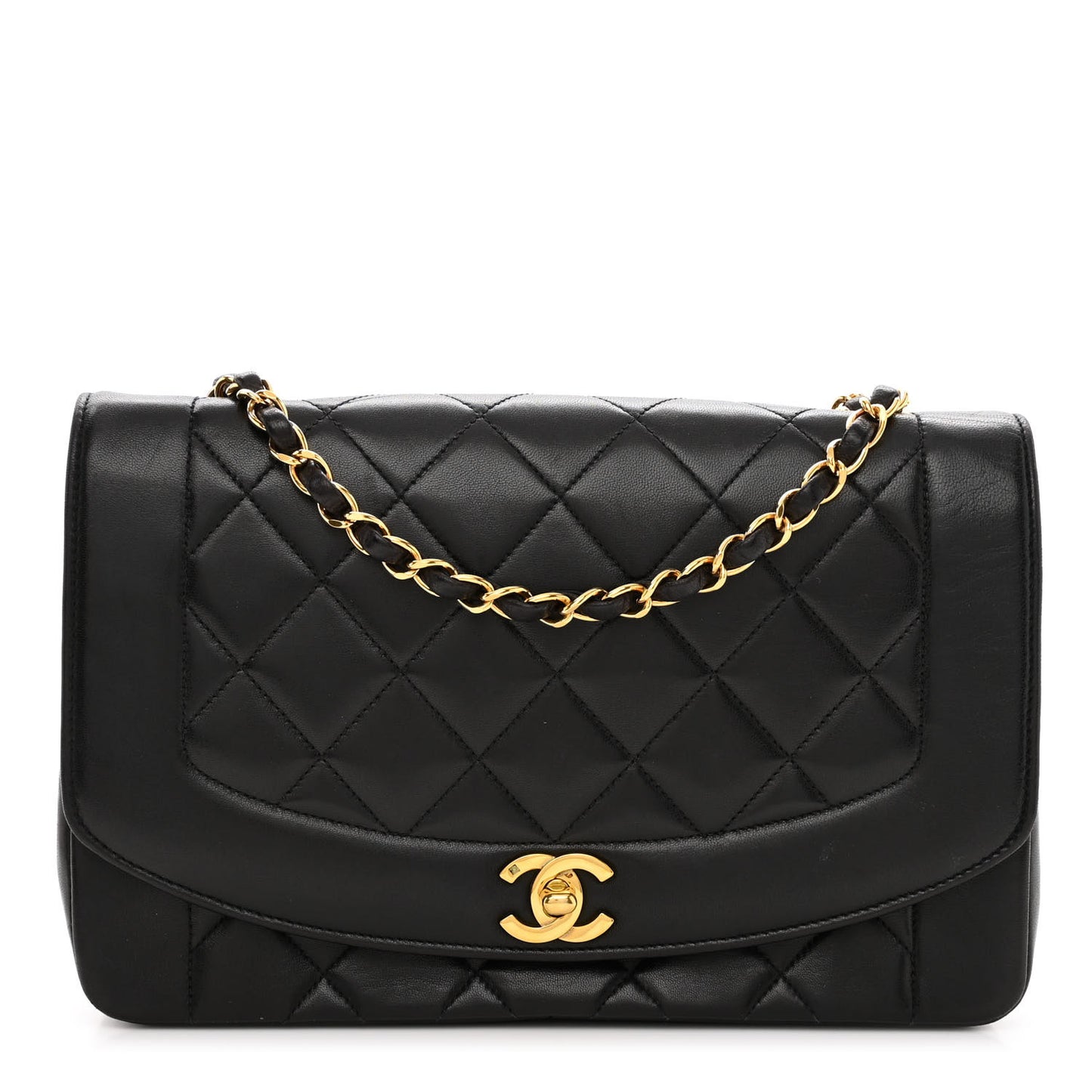 Lambskin Quilted Medium Single Flap Black