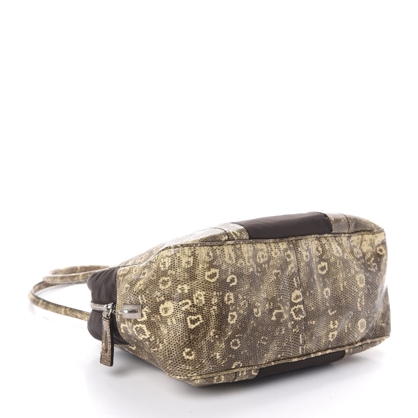 Tessuto Nylon Calfskin Lizard Embossed Tote Ebano