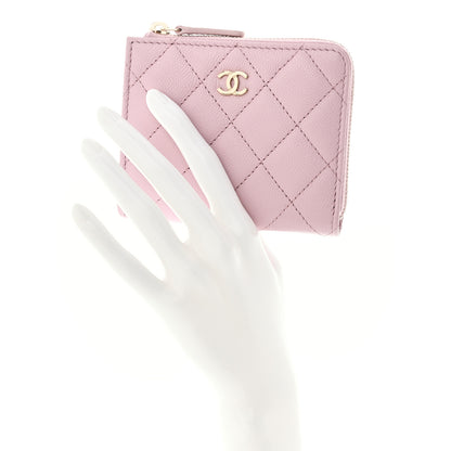 Chanel Caviar Quilted CC Zip Around Card Holder Wallet Light Purple 2 of 7