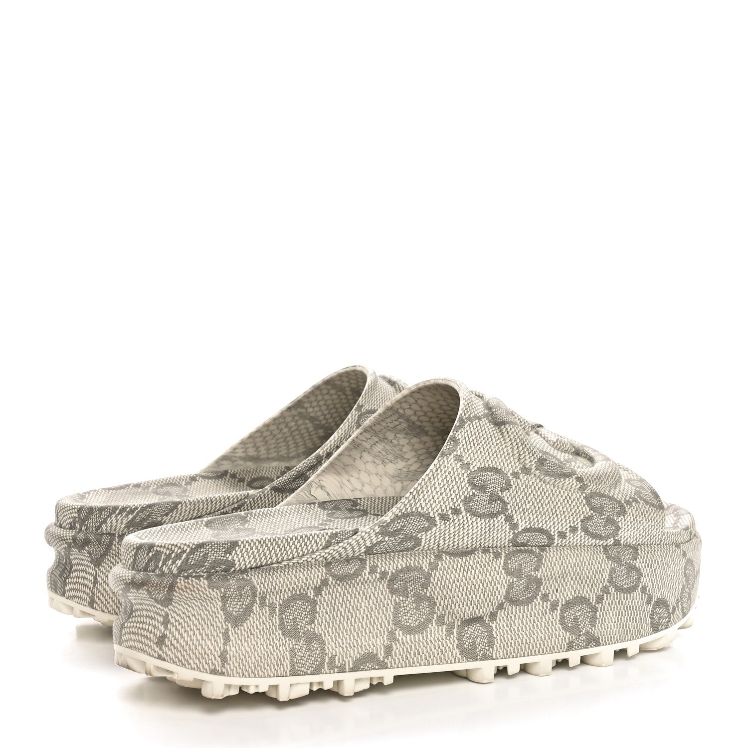 Gucci Cubic Rubber GG Monogram Womens Interlocking G Platform 42mm Slide Sandals 39 Beige Ebony 4 of 7