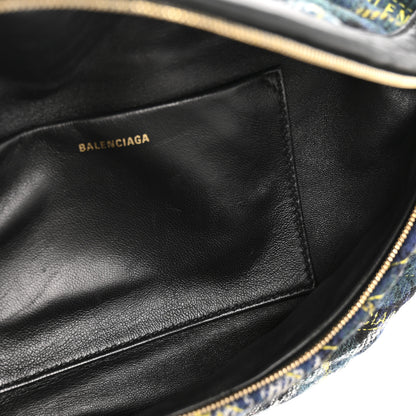 Balenciaga Wool Plaid Diagonal Allover Logo Matelasse XS Souvenir Belt Bag Green Blue Yellow 5 of 15