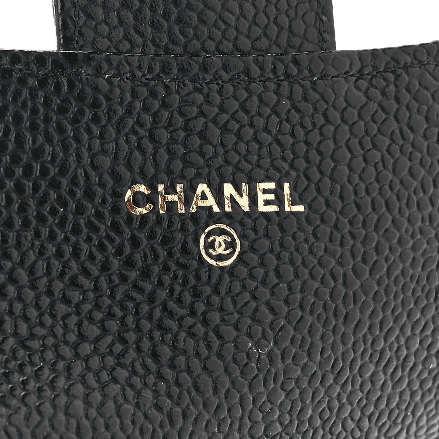 Caviar Quilted Flap Card Holder Wallet Black