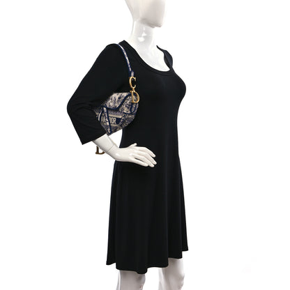 Christian Dior Canvas Embroidered Toile de Jouy Saddle Bag Blue 2 of 12