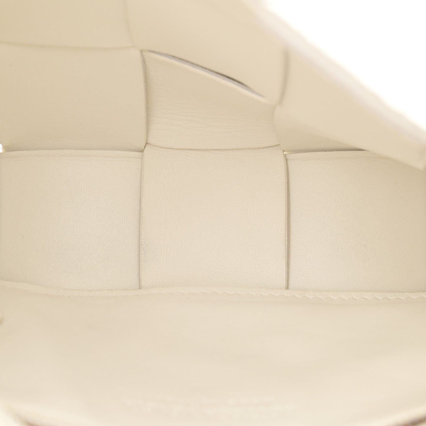 Grained Calfskin Maxi Intrecciato Cassette Crossbody Bag White