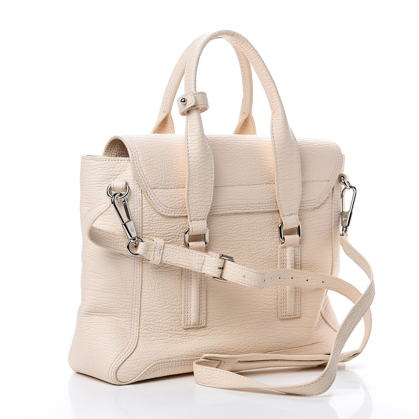 3.1 Textured Calfskin Medium Pashli Satchel Milk