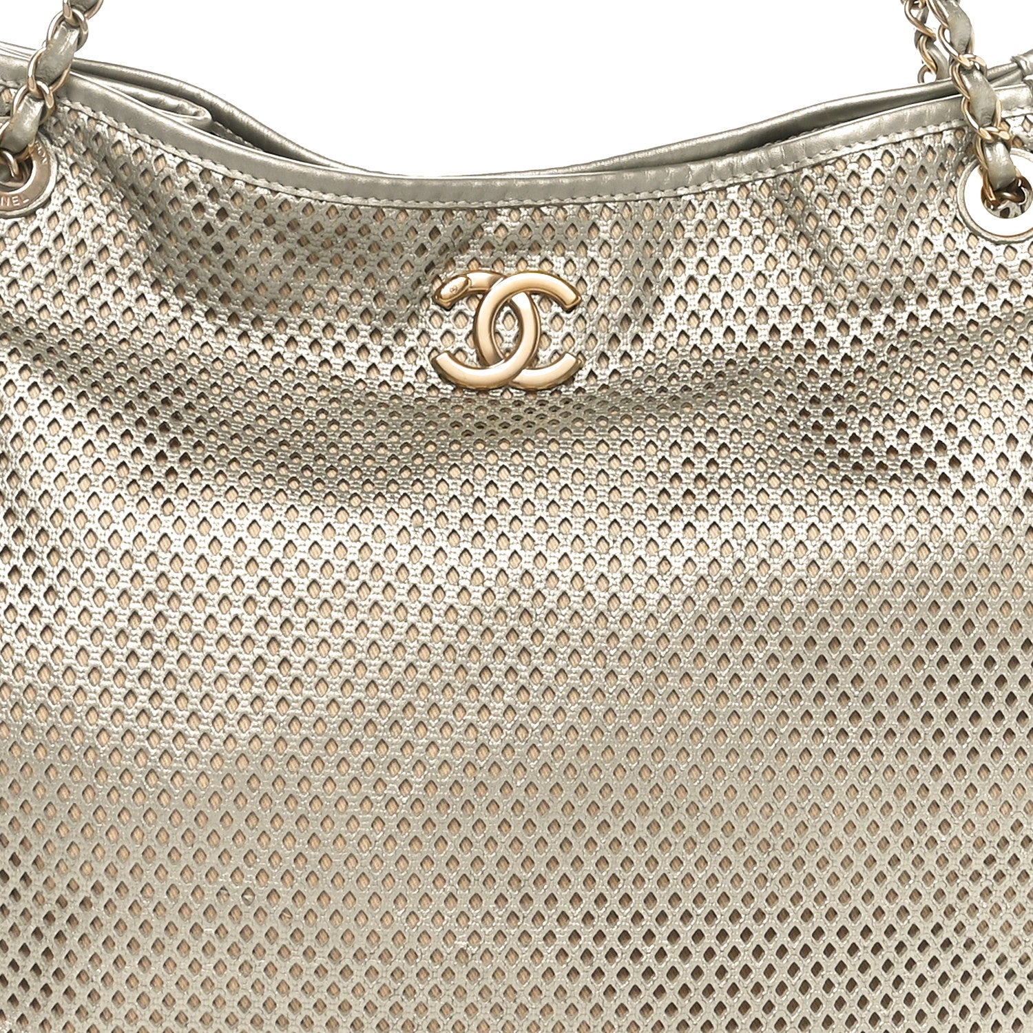 Chanel Metallic Calfskin Perforated Up In The Air Tote Light Gold 8 of 10