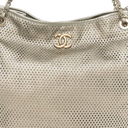 Chanel Metallic Calfskin Perforated Up In The Air Tote Light Gold 8 of 10