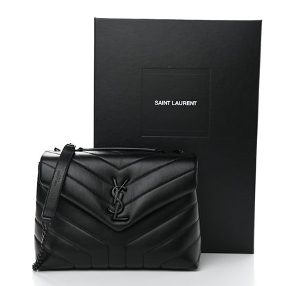 Saint Laurent Calfskin Y Quilted Monogram Small Loulou Chain Satchel Black 10 of 10