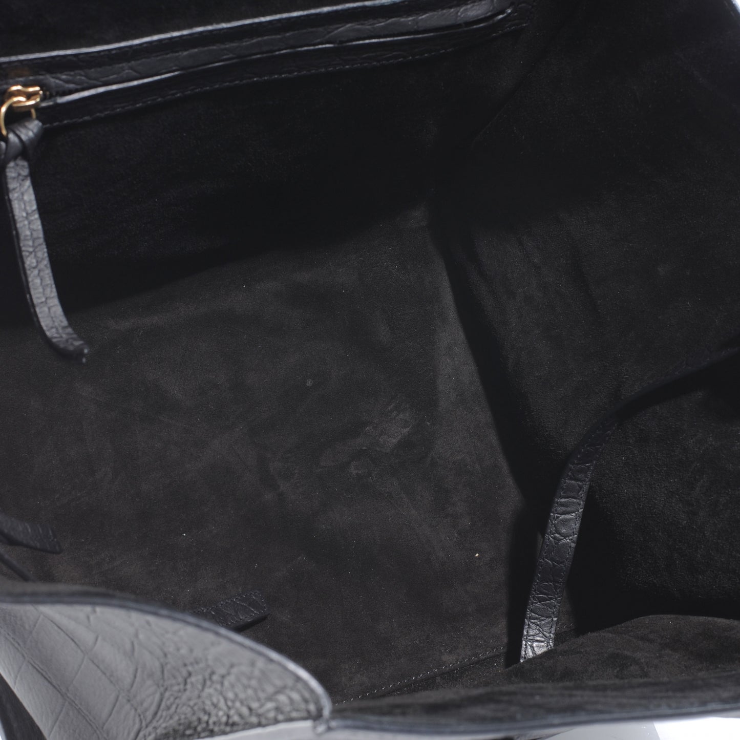 Crocodile Embossed Small Phantom Luggage Black