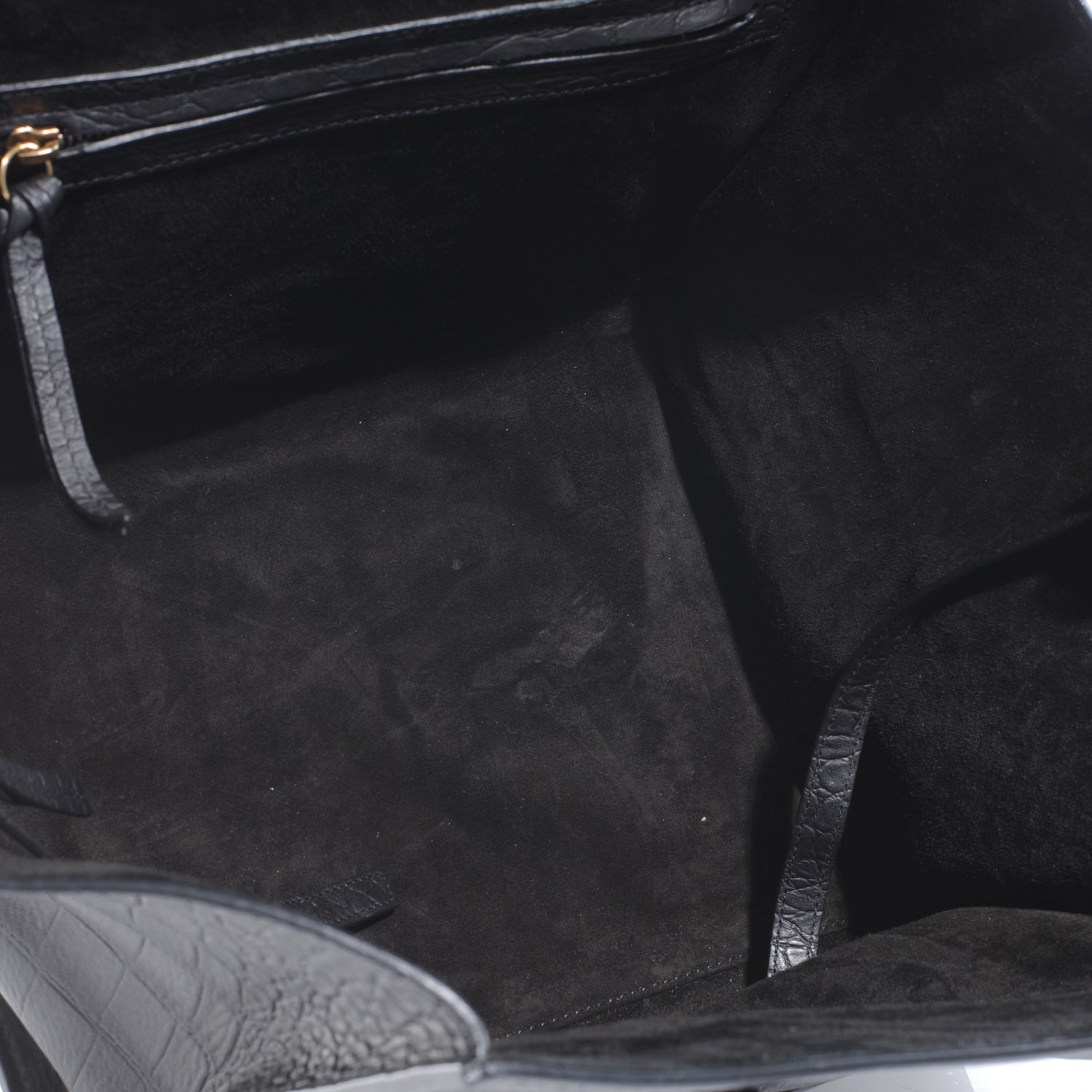 Celine Crocodile Embossed Small Phantom Luggage Black 5 of 7