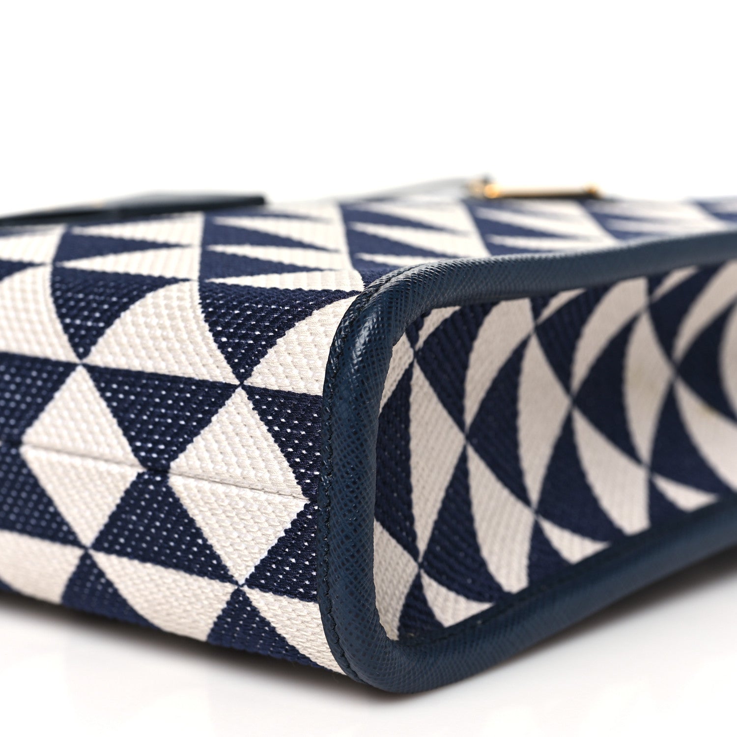 Prada Jacquard Saffiano Triangolo Symbole Embroidered Micro Tote Baltico Talco 9 of 9