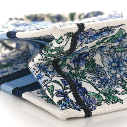 Christian Dior Canvas Embroidered Small Flowers Book Tote  Blue 9 of 11