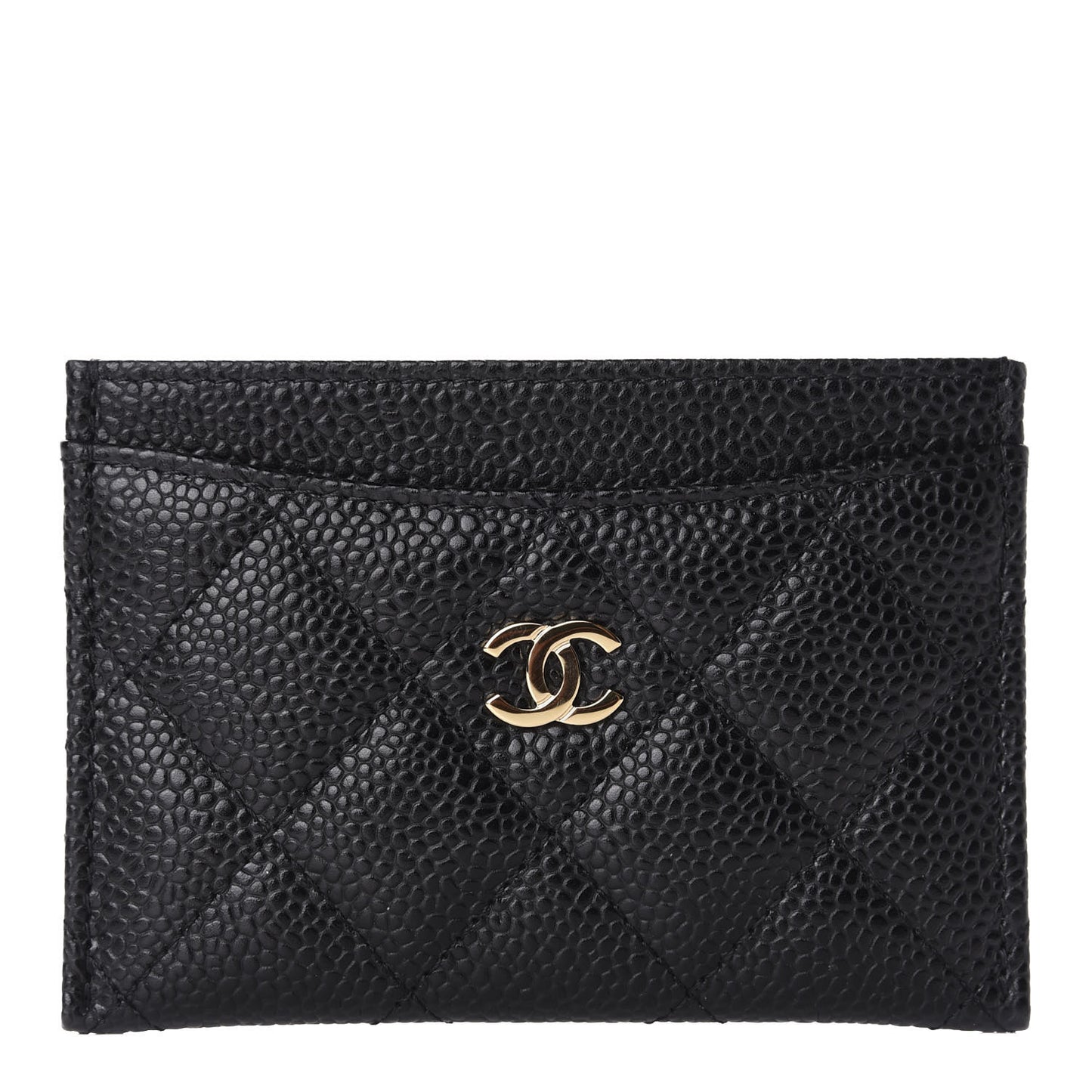 Caviar Quilted Card Holder Black