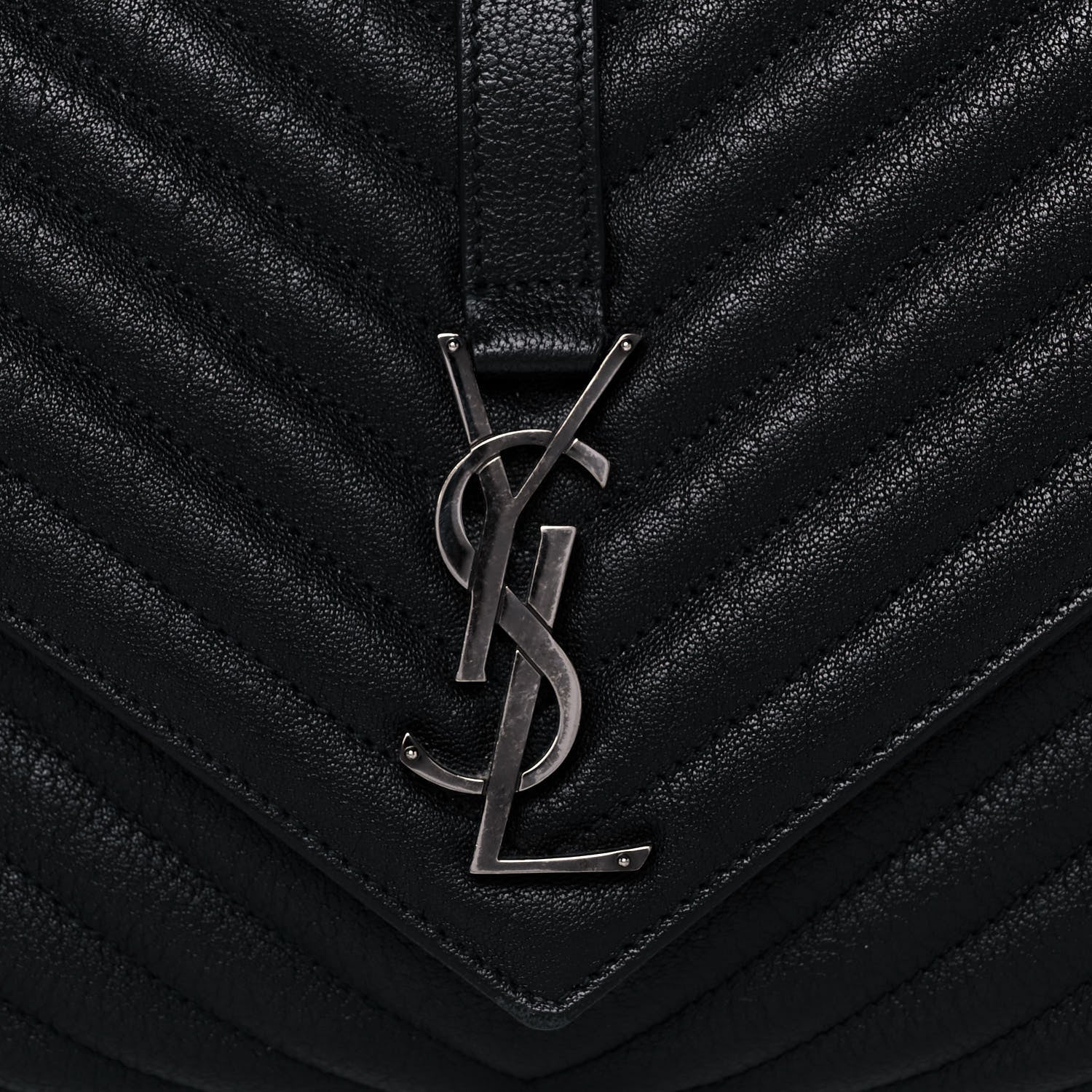 Saint Laurent Sheepskin Matelasse Chevron Monogram Large College Satchel Black 8 of 16