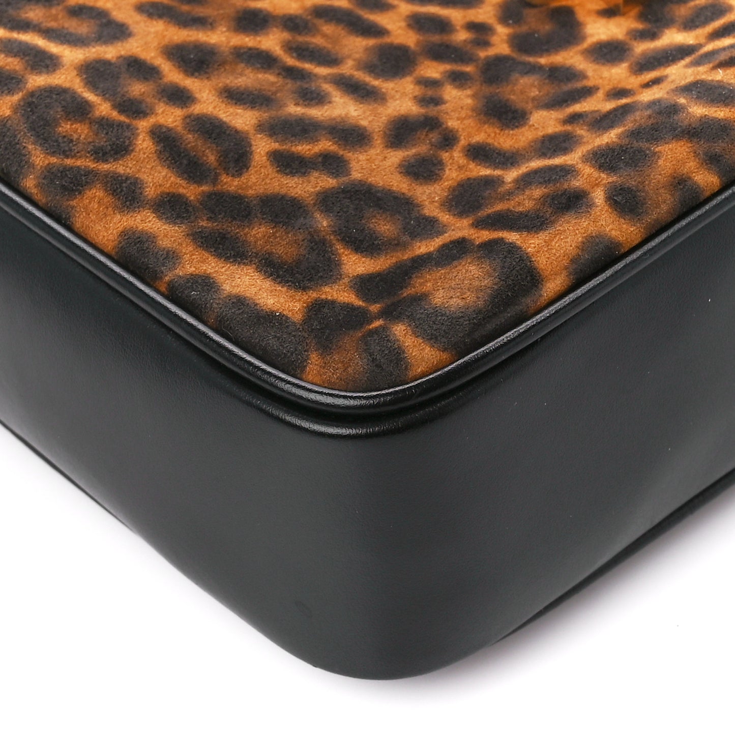 Calfskin Leopard Print Monogram Lou Camera Bag Black