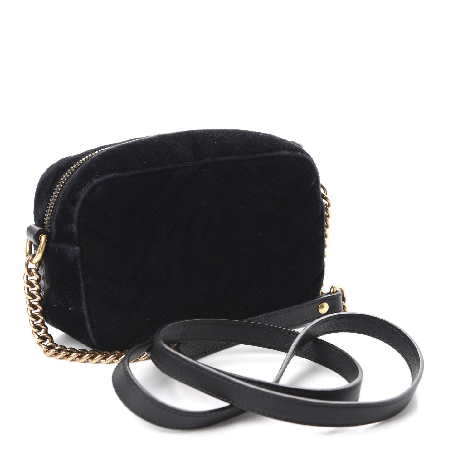 Gucci Velvet Matelasse Marquise Crystals Mini GG Marmont Chain Shoulder Bag Black 3 of 14
