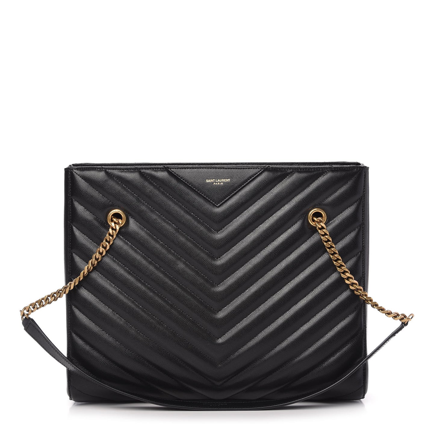 Grain De Poudre Matelasse Chevron Medium Tribeca Shopping Bag Black