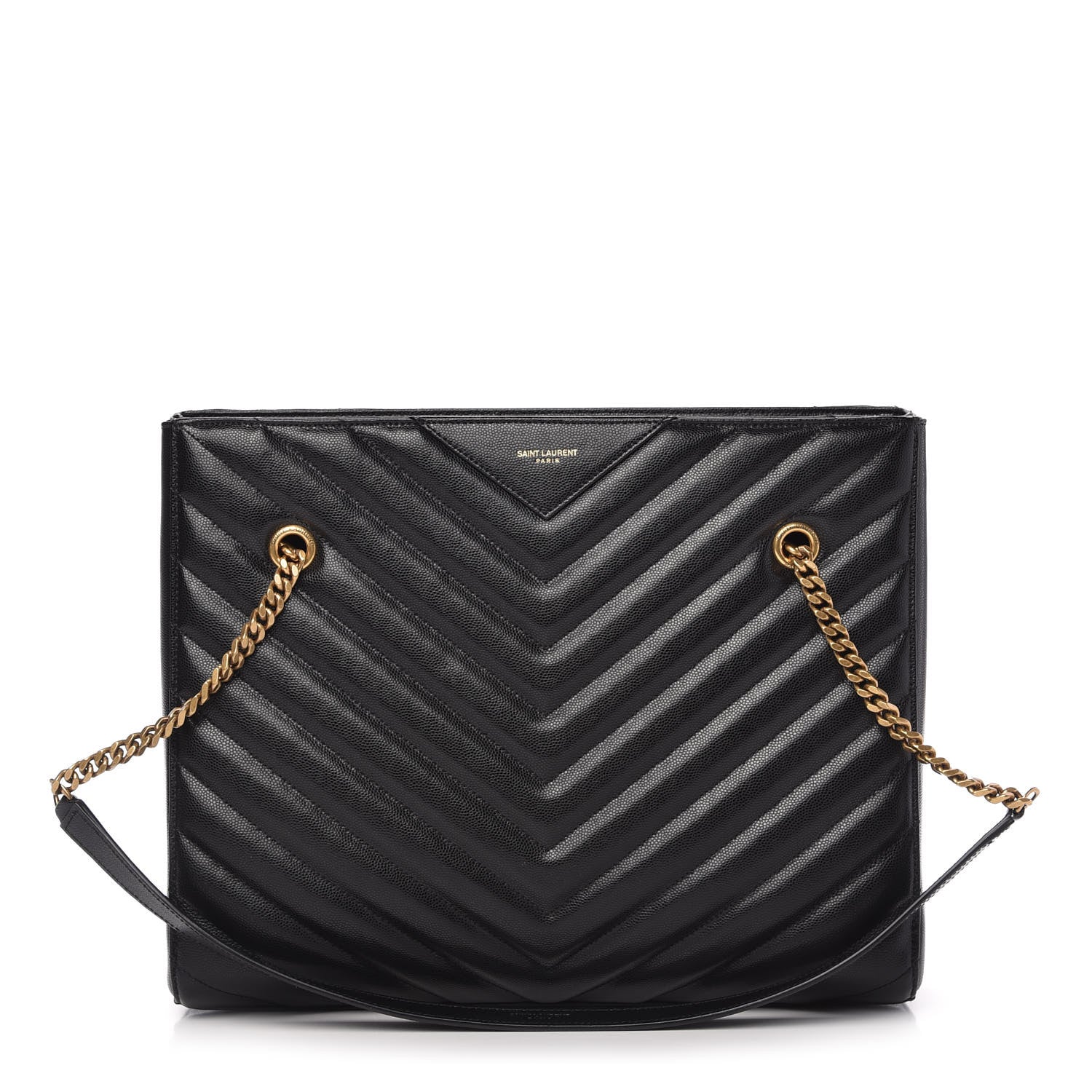 Saint Laurent Grain De Poudre Matelasse Chevron Medium Tribeca Shopping Bag Black 1 of 11