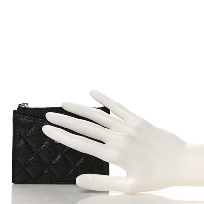 Chanel Caviar Quilted CC Zip Card Holder Black 2 of 11