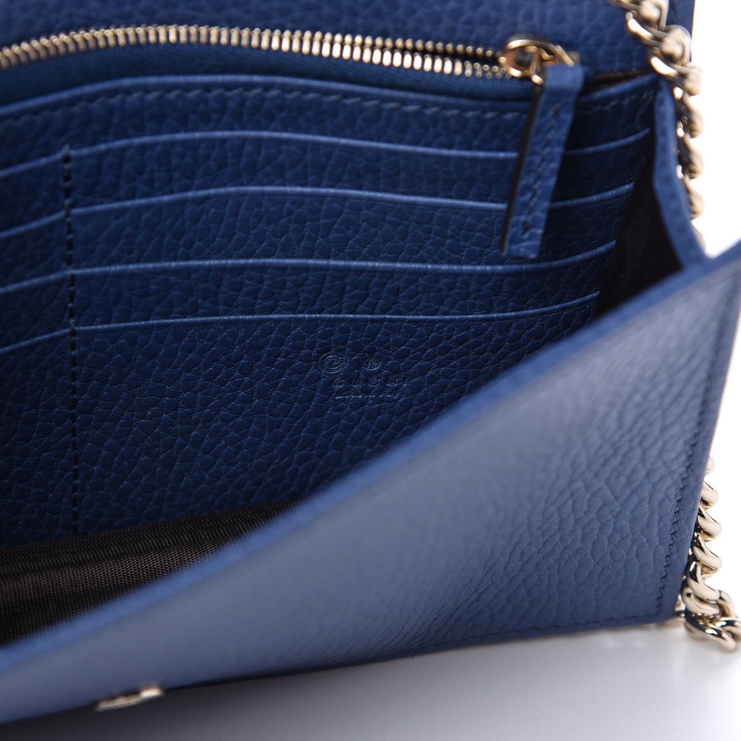 Dollar Calfskin Interlocking G Chain Wallet Caspian