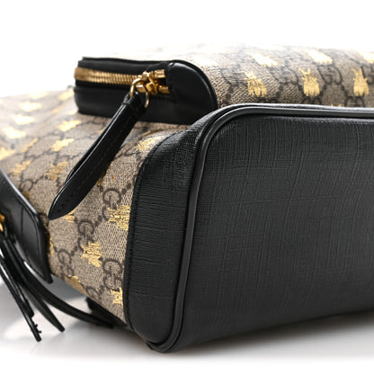 Gucci GG Supreme Monogram Bees Print Small Day Backpack Beige Oro Black 8 of 9