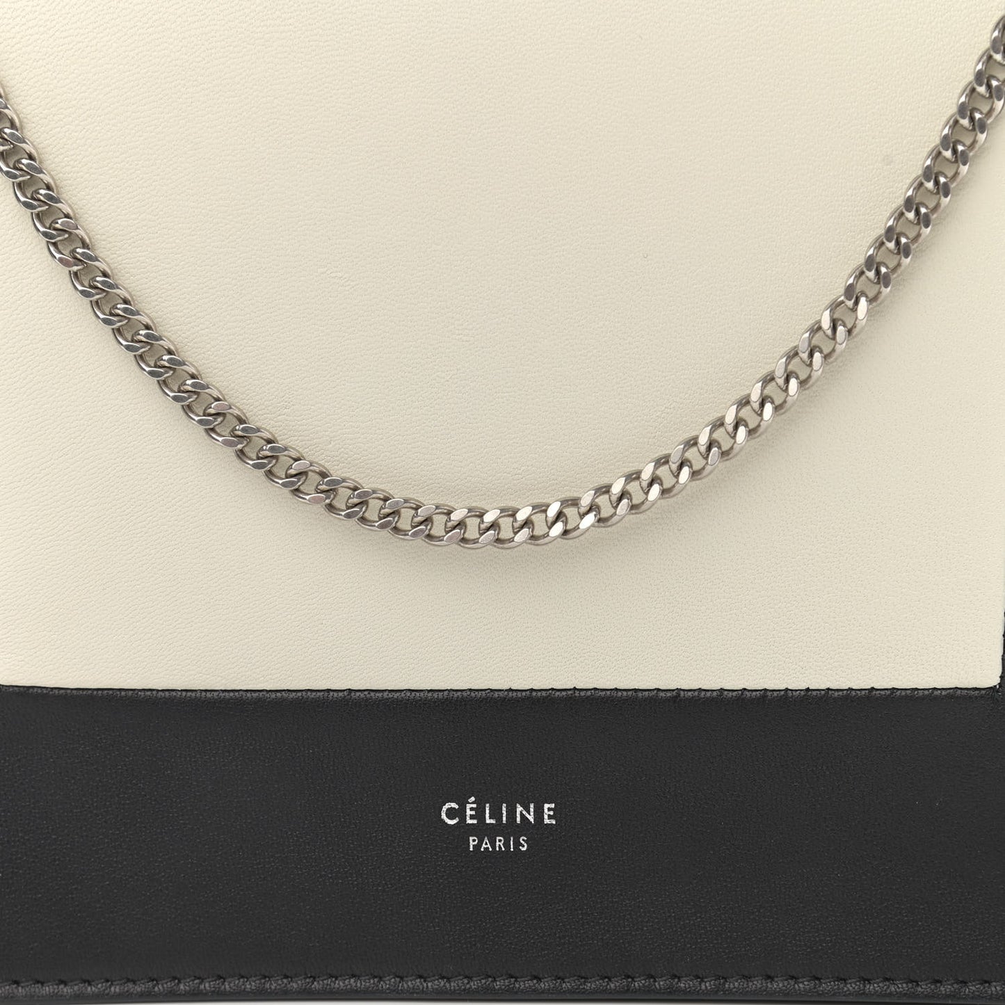 Smooth Lambskin Frame Evening Chain Clutch Black White