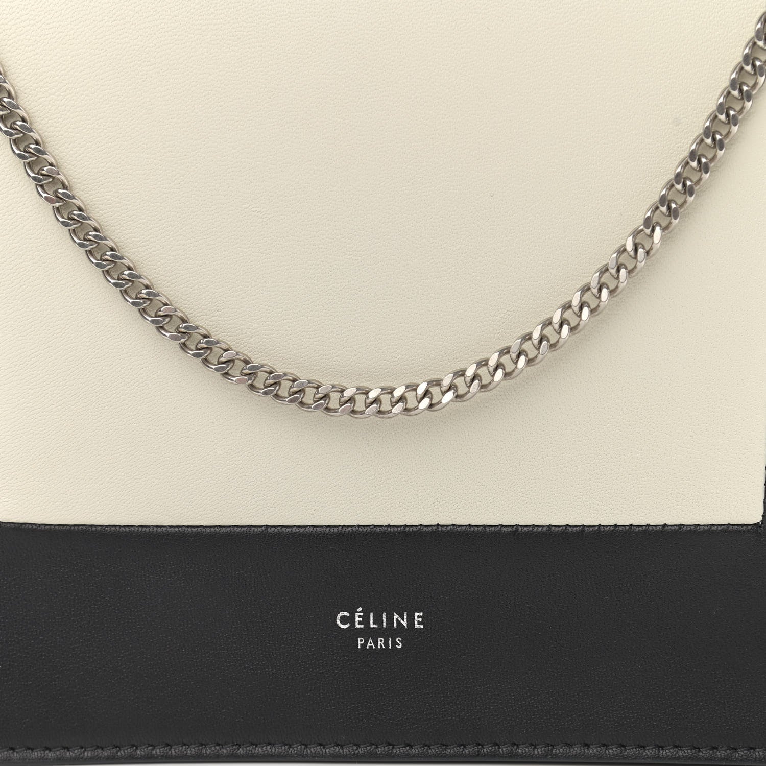 Celine Smooth Lambskin Frame Evening Chain Clutch Black White 8 of 10