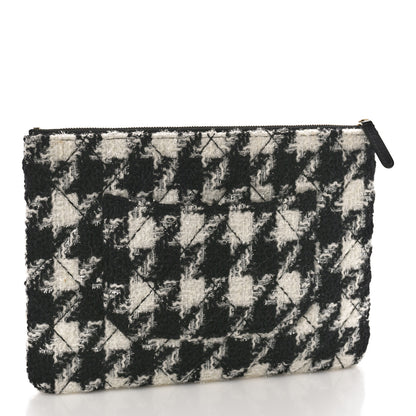 Chanel Tweed Shearling Quilted Chanel Cosmetic Pouch White Black 3 of 8