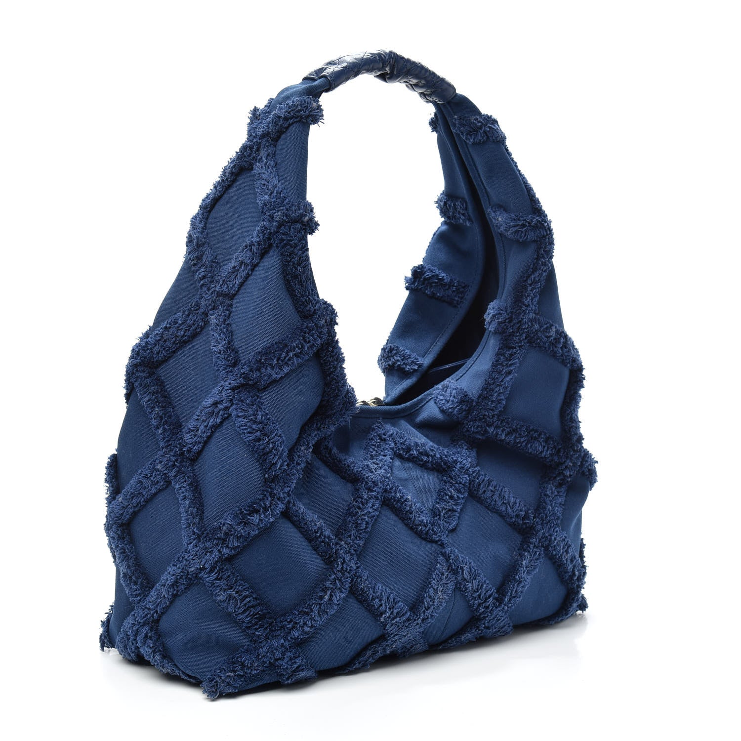 Chanel Cotton Canvas Large CC Embrace Hobo Navy 3 of 10