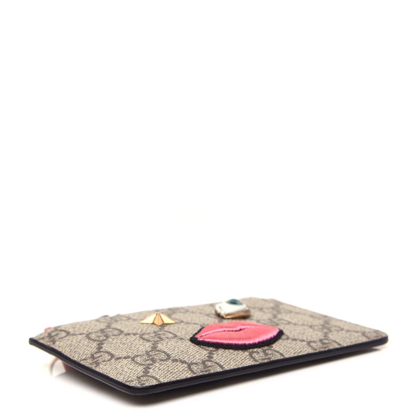 GG Supreme Monogram Embroidered Face Key Case Pink