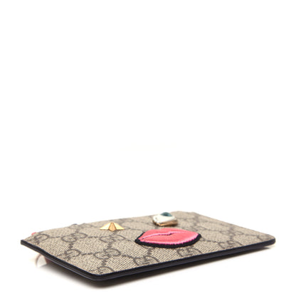Gucci GG Supreme Monogram Embroidered Face Key Case Pink 4 of 11