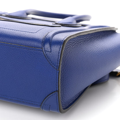 Celine Drummed Calfskin Nano Luggage Indigo 8 of 9