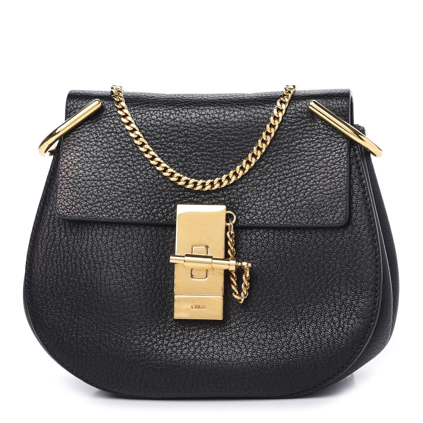 Grained Lambskin Mini Drew Shoulder Bag Black