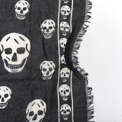 Alexander McQueen Silk Chiffon Skull Scarf Black White 2 of 4
