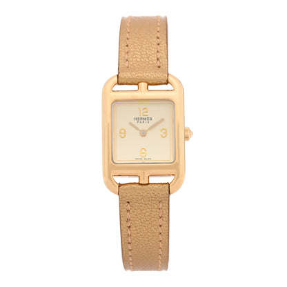Hermes 18K Yellow Gold Chevre Chamkilight 21mm Cape Cod Quartz Watch Dore 1 of 5