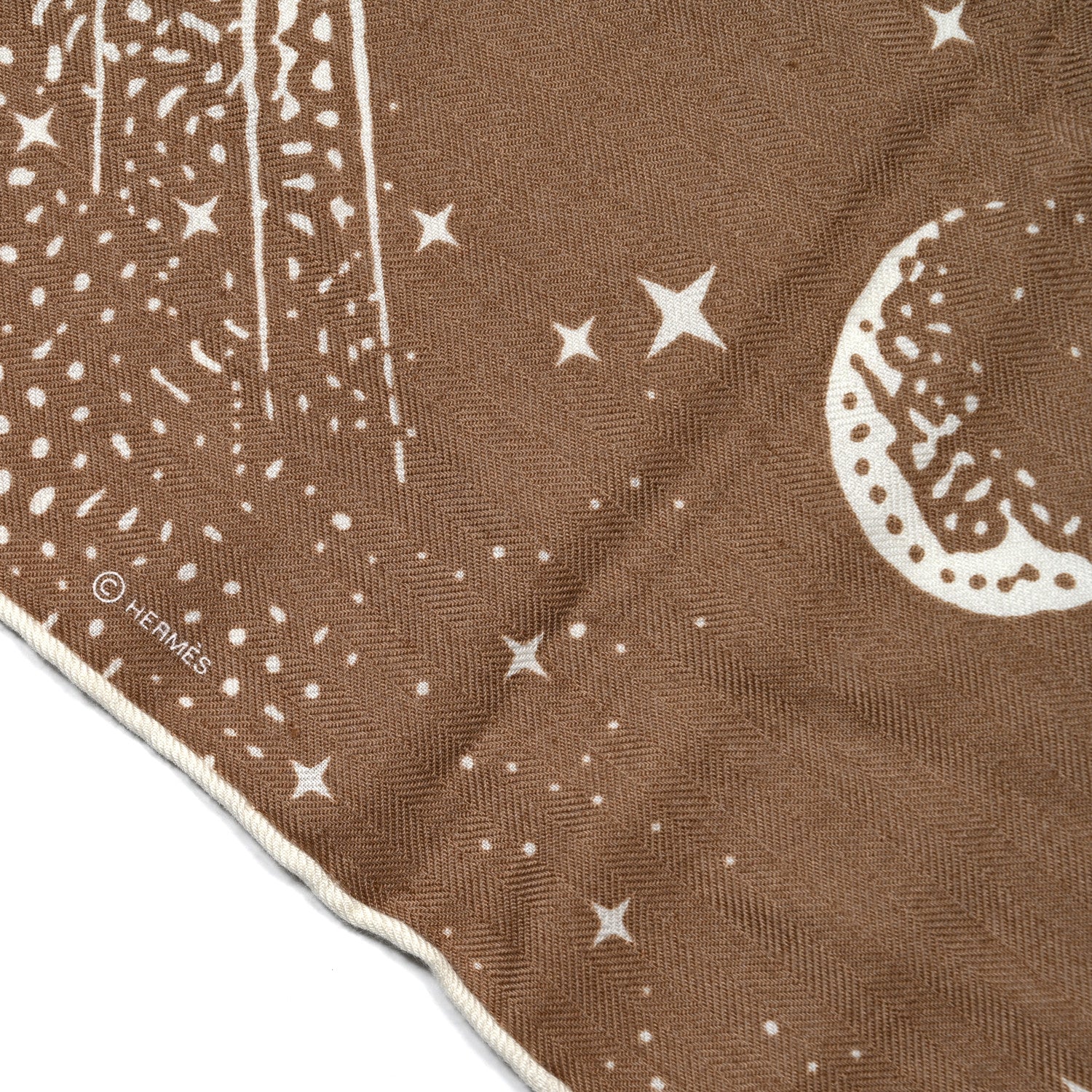 Hermes Silk Cashmere Clair De Lune Shawl 140 Camel White 4 of 5
