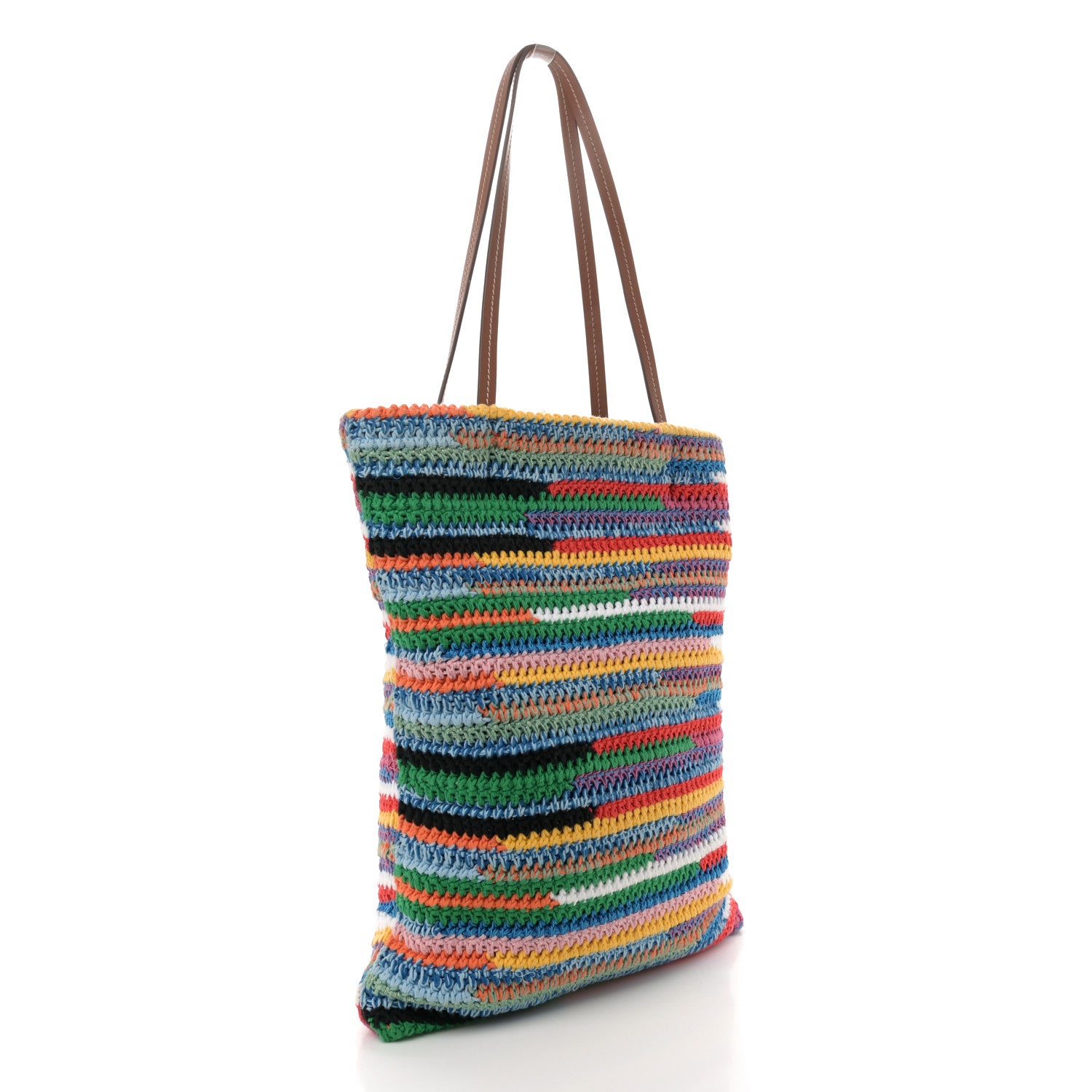 Miu Miu Cotton Crochet Stripe Vertical Tote Bag Multicolor 3 of 10