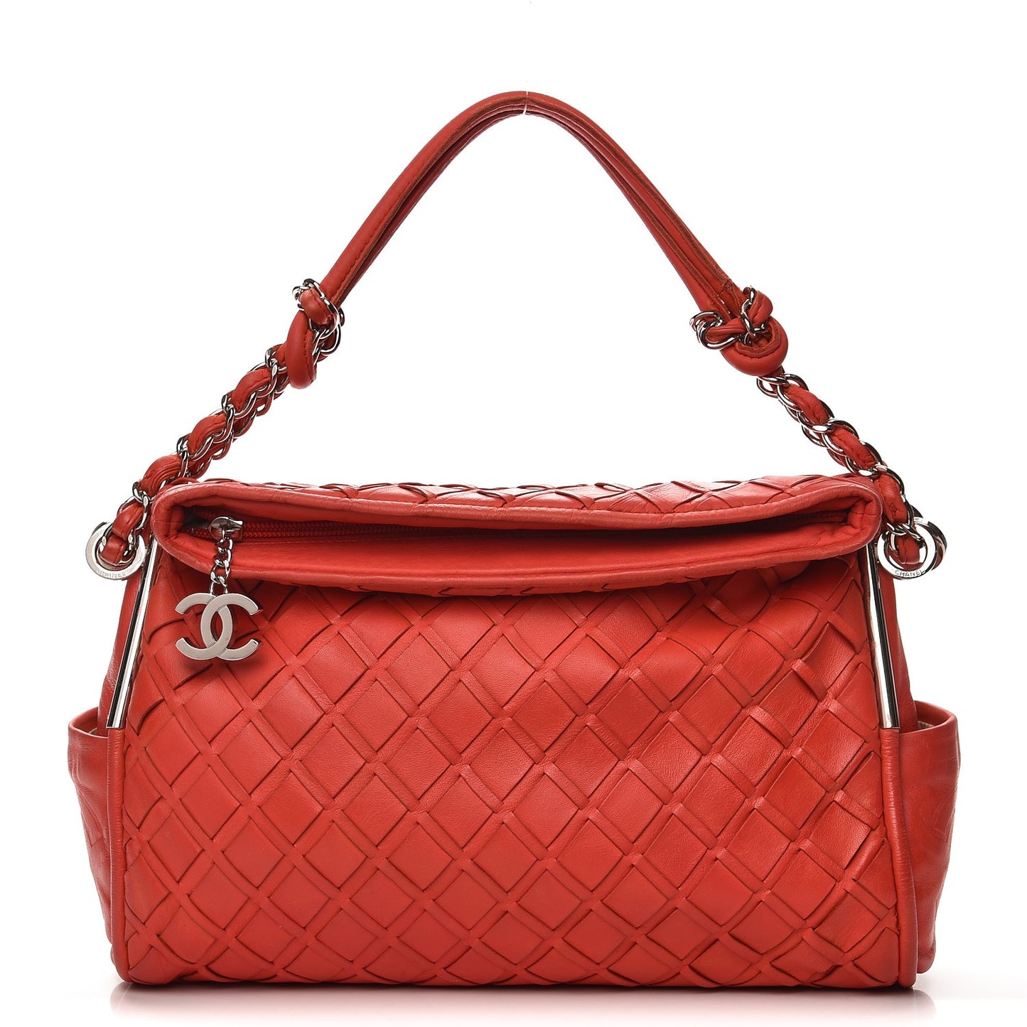 Lambskin Woven Medium Ultimate Soft Sombrero Hobo Red