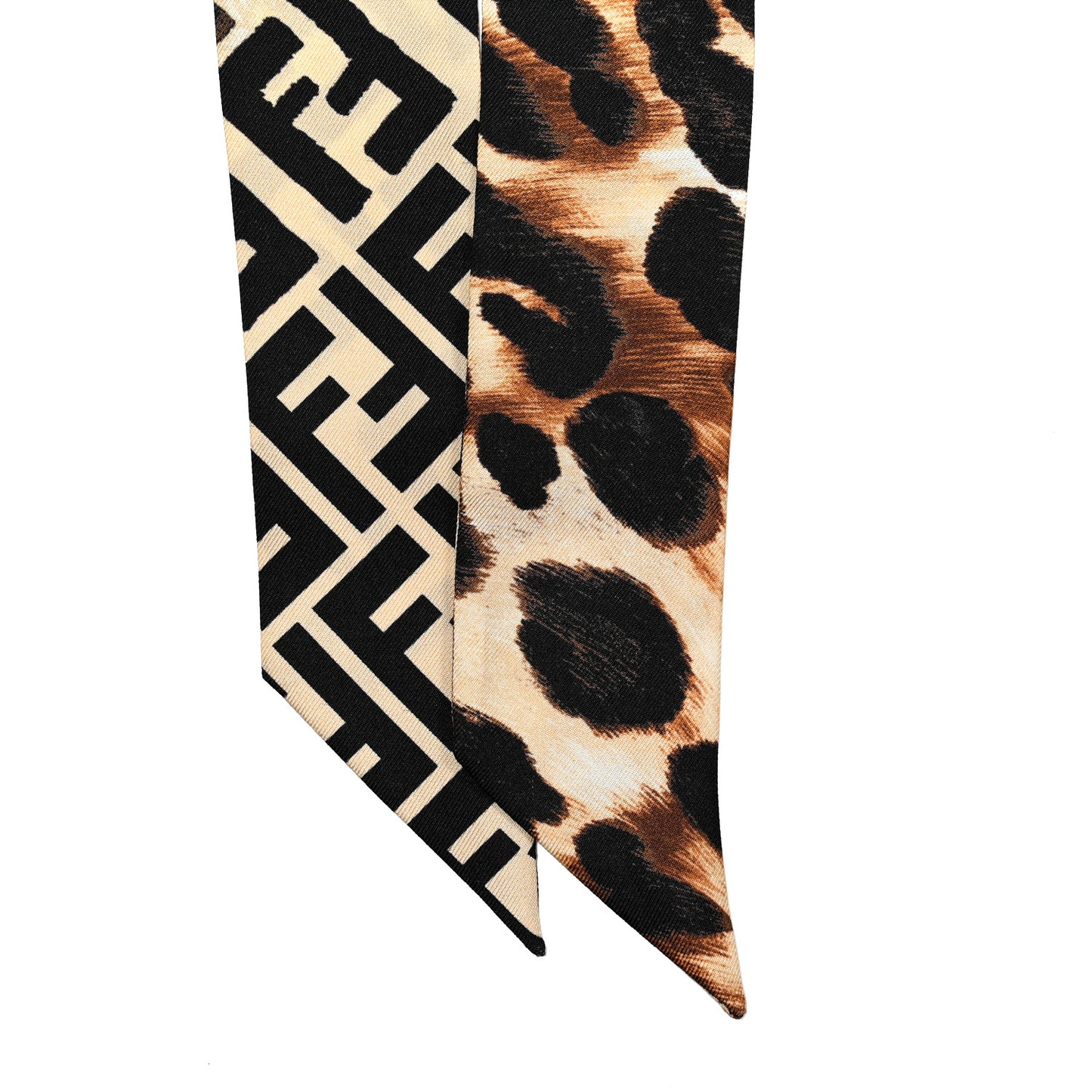 Silk FF Leopard Wrappy Scarf Beige